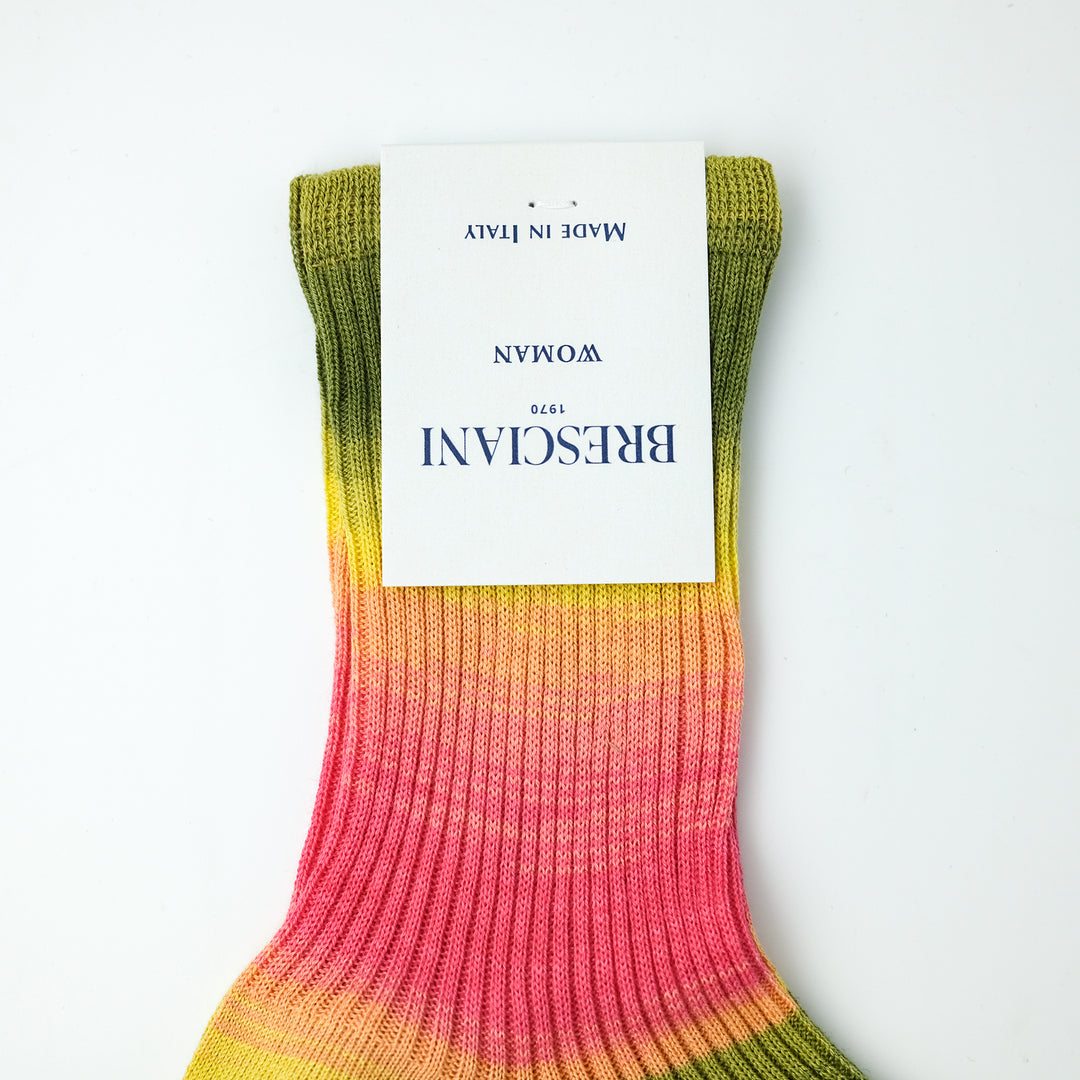 【WOMENS】COLOR GRADATION RIB SOCKS ORANGE PINK