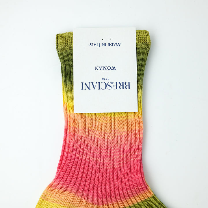 【WOMENS】COLOR GRADATION RIB SOCKS ORANGE PINK