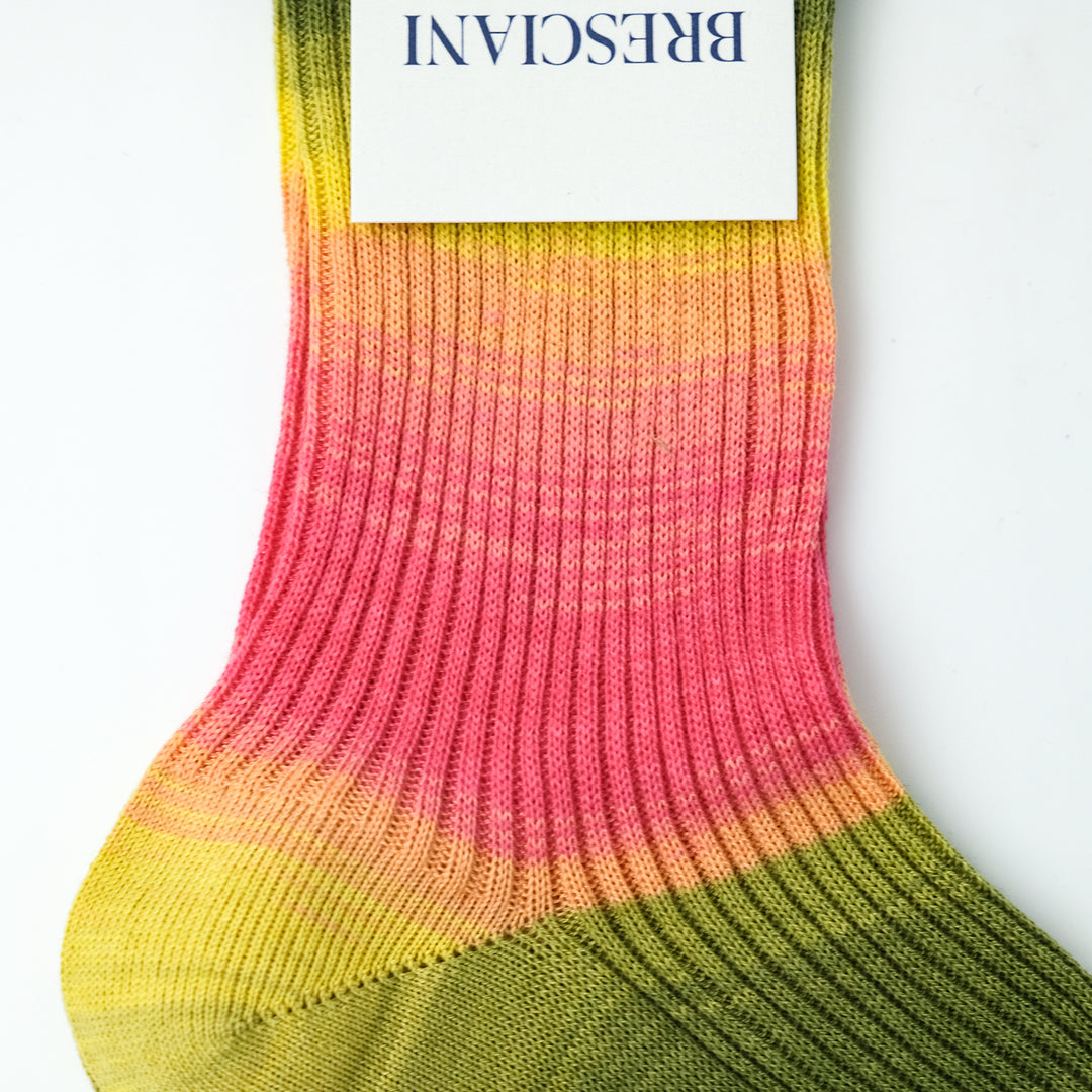 【WOMENS】COLOR GRADATION RIB SOCKS ORANGE PINK