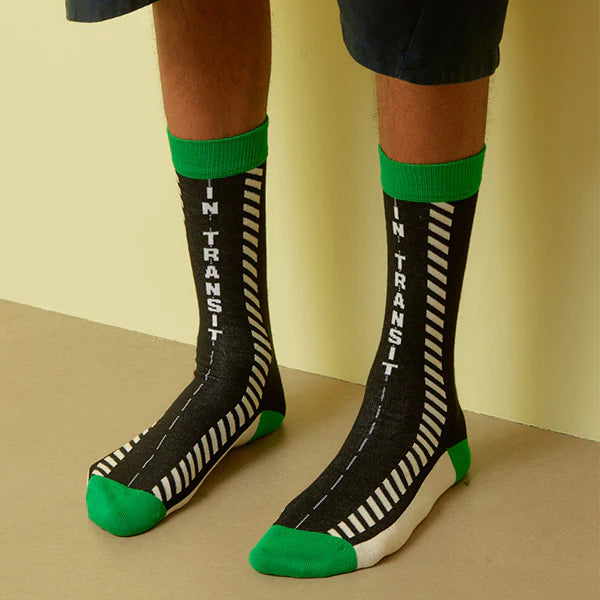 In Transit Socks Homme Black Green Transit