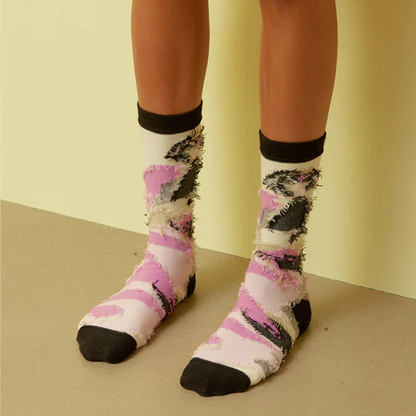 Zubird Socks Femme Beige Pink Bird