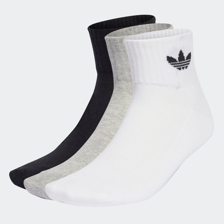 adidas Originals ミッドカットアンクルソックス 3PACK WHITE/MEDIUM GRAY HEATHER/BLACK