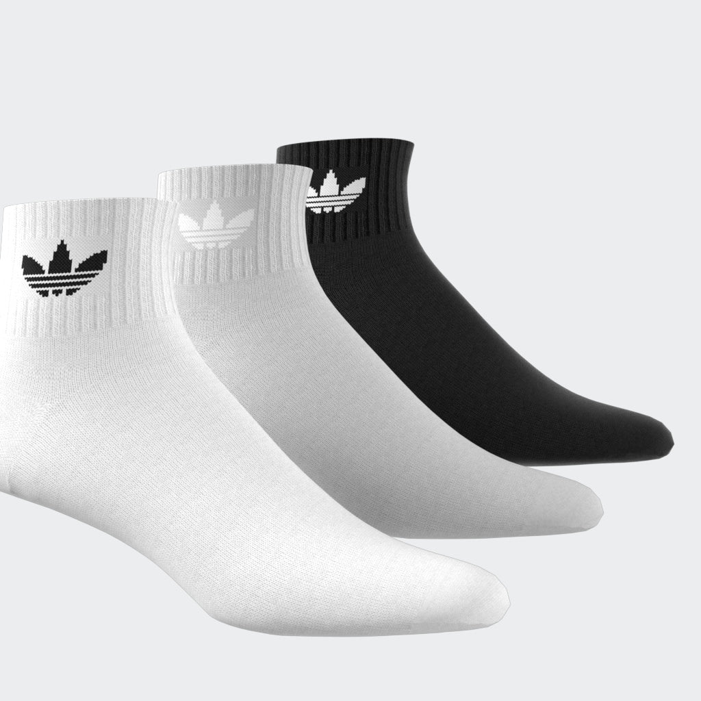 adidas Originals ミッドカットアンクルソックス 3PACK WHITE/MEDIUM GRAY HEATHER/BLACK