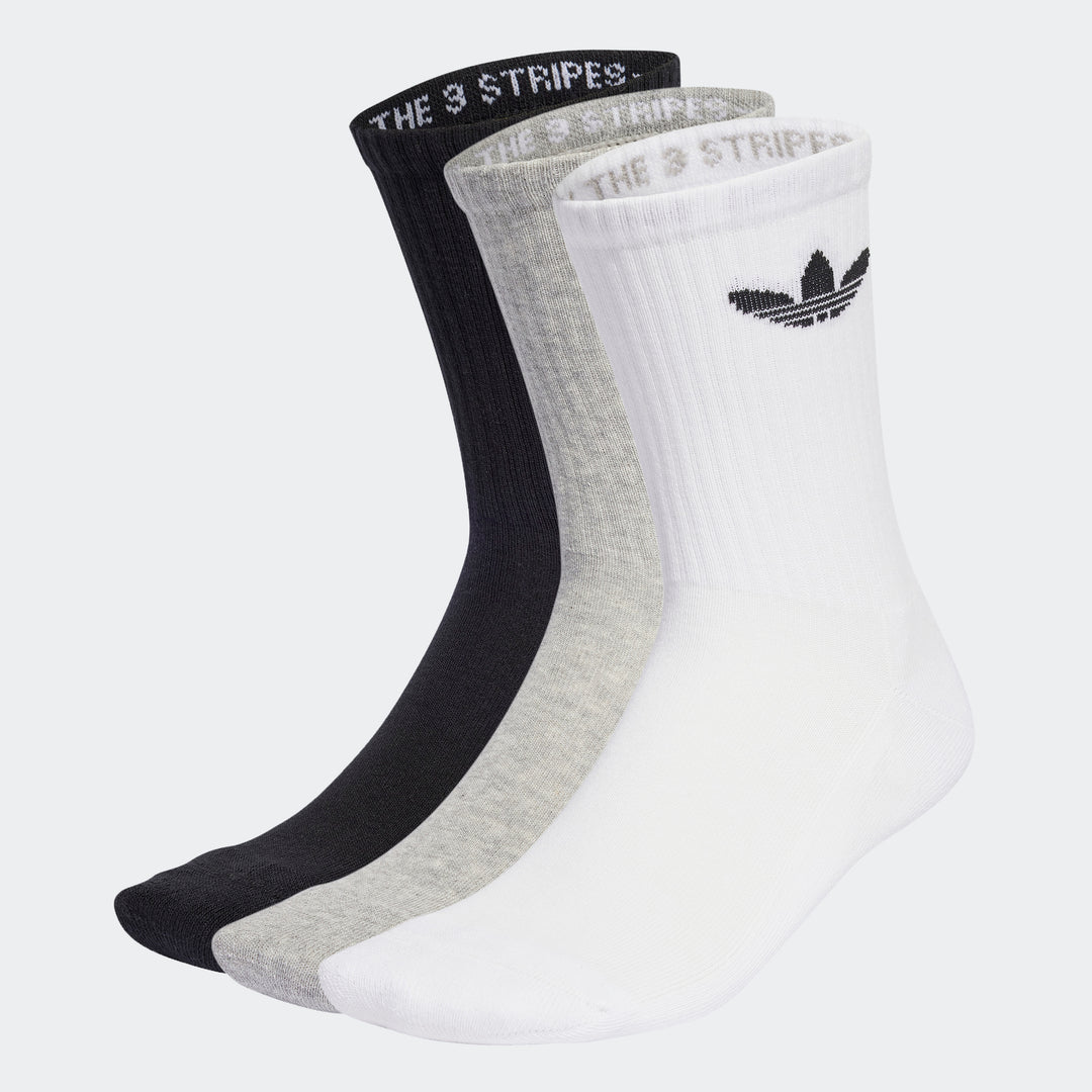 adidas Originals TRE CRW CUSH トレフォイル クッション クルーソックス 3PACK WHITE/MEDIUM GREY HEATHER/BLACK