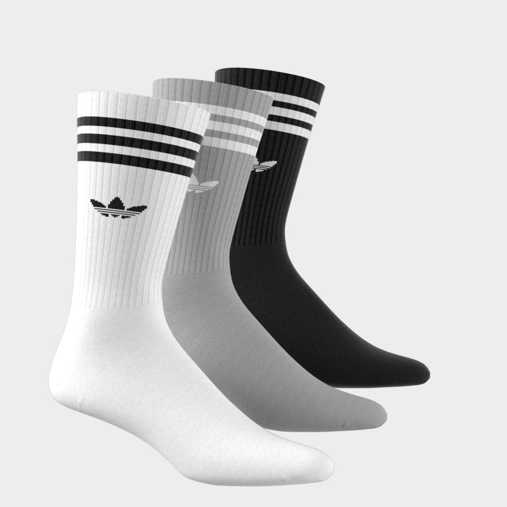 adidas Originals オリジナルス ソリッドクルーソックス 3PACK WHITE/MEDIUM GRAY HEATHER/BLACK