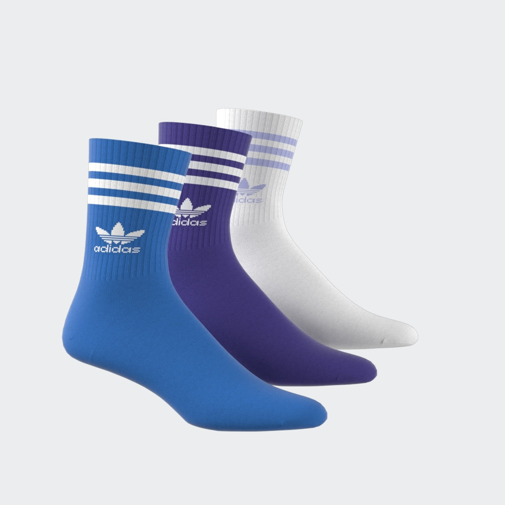 adidas Originals MID CUT CRW SCK ミッドカット クルーソックス 3PACK BLUE BIRD/ENERGY INK/WHITE