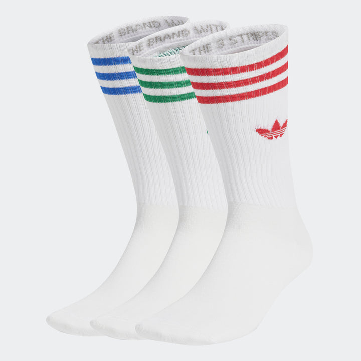 adidas Originals SOLID CREW SOCK ソリッドクルーソックス 3PACK WHITE/BETTER SCARLET/BLUE/GREEN