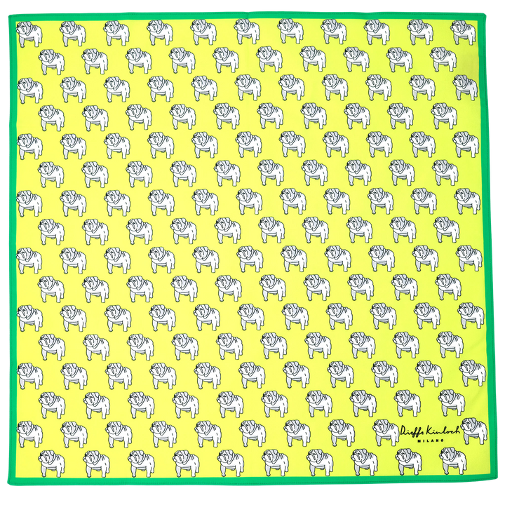 LONDON "BULLDOG ALL OVER" コットン ハンカチーフ (クラシック) LIGTH GREEN×GREEN
