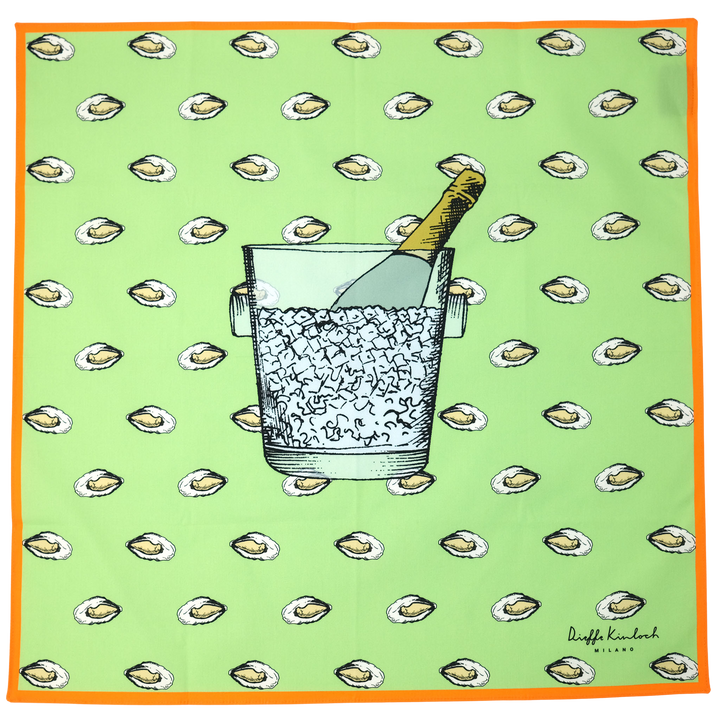 PARIS "OSTRICHE E CHAMPAGNE" コットン ハンカチーフ（クラシック） LIGHT GREEN