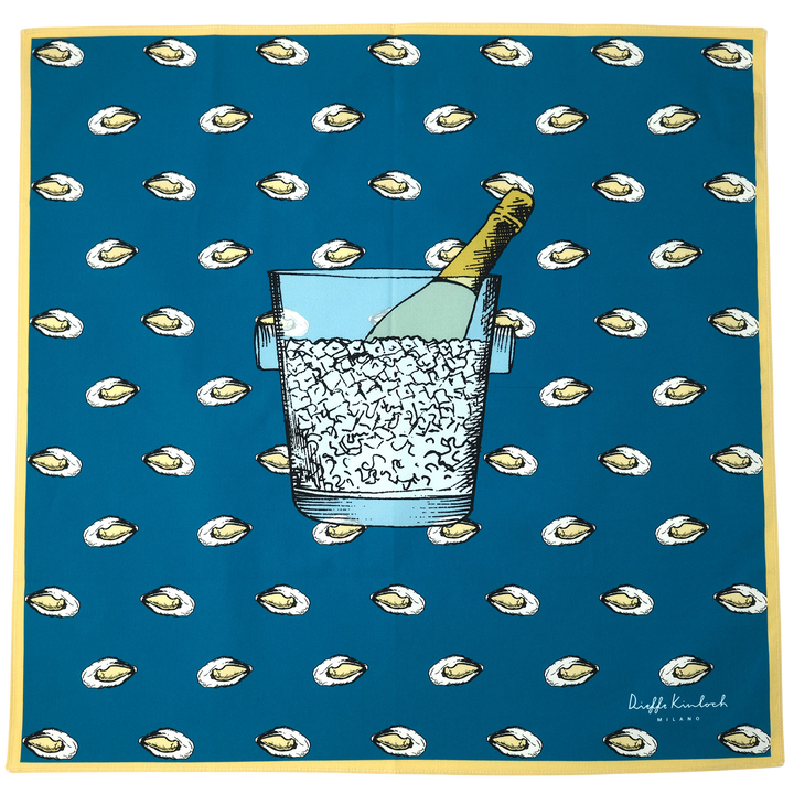 PARIS "OSTRICHE E CHAMPAGNE" コットン ハンカチーフ（クラシック） DARK BLUE