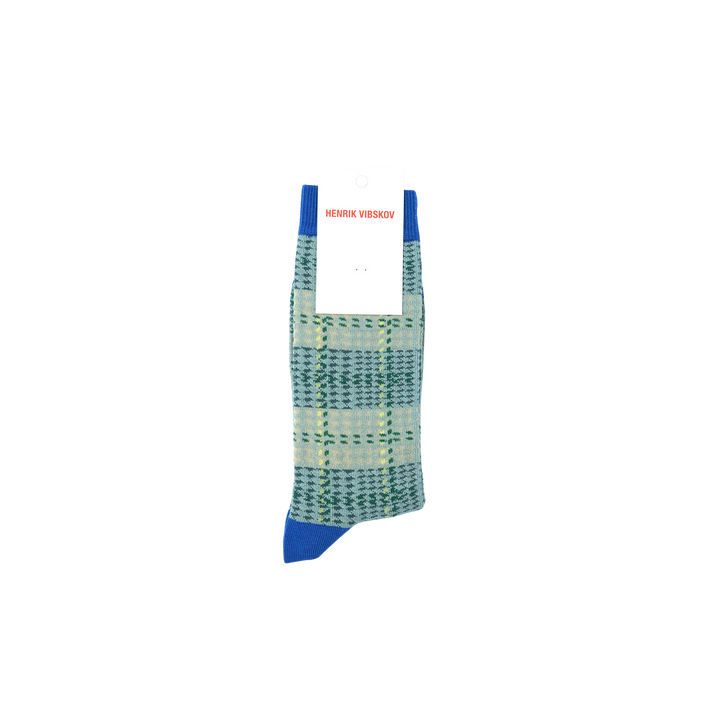 Blurry Stripes Socks Homme Grey Blue Yellow Checks