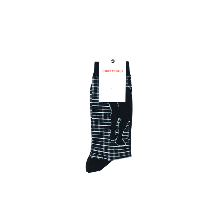 Handfeet Chair Socks Homme Black Chair White Checks
