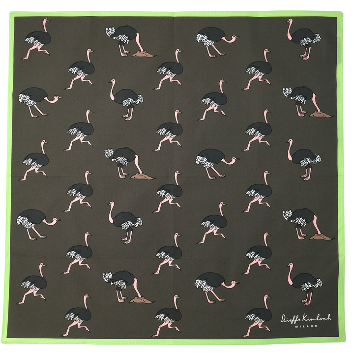 TANZANIA ”OSTRICH” コットン ハンカチーフ (クラシック) BROWN