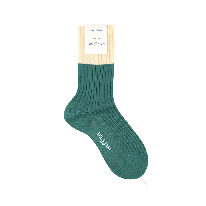 【WOMENS】TWO-TONE COLOR SOCKS CREAM×GREEN