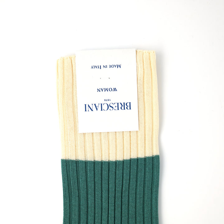 【WOMENS】TWO-TONE COLOR SOCKS CREAM×GREEN