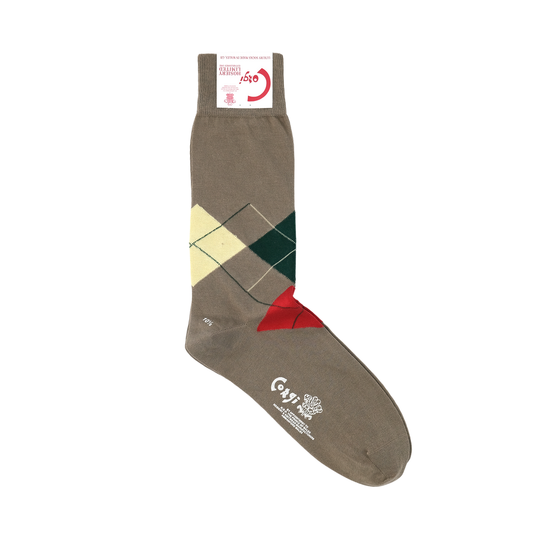 【MENS】FINE GAUGE ONE-POINT ARGYLE SOCKS BEIGE