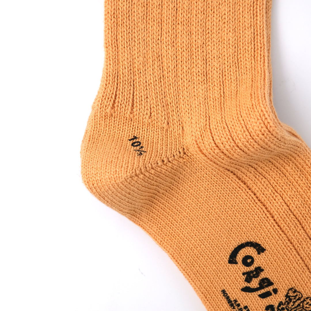 【MENS】SOFT COTTON 3×1 RIB SOCKS ORANGE（25cm丈）