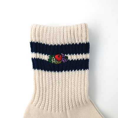 FTL ゆる2ライン刺繍 ショートソックス 3P