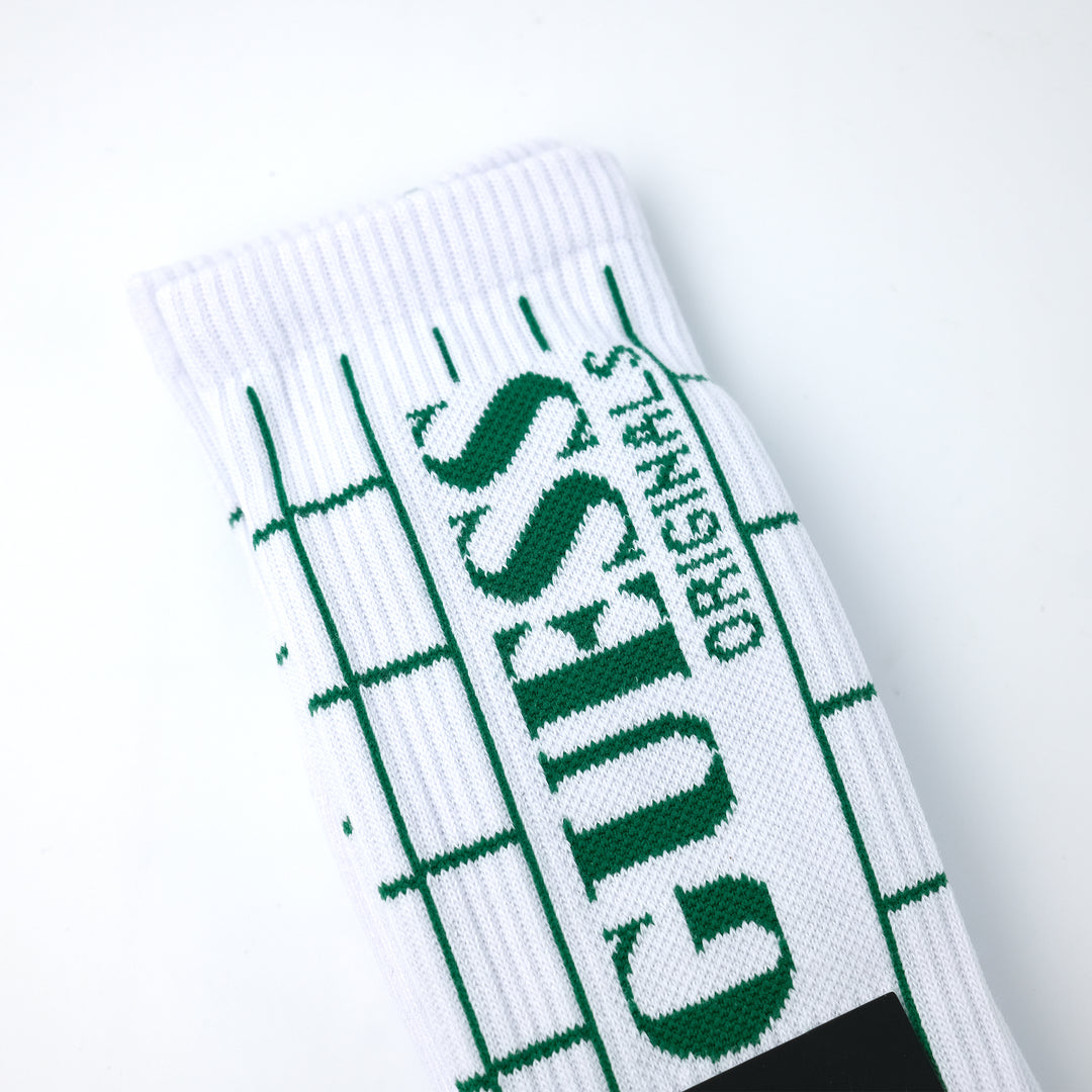 GUESS Originals Grid Crew Socks WHITE×GREEN
