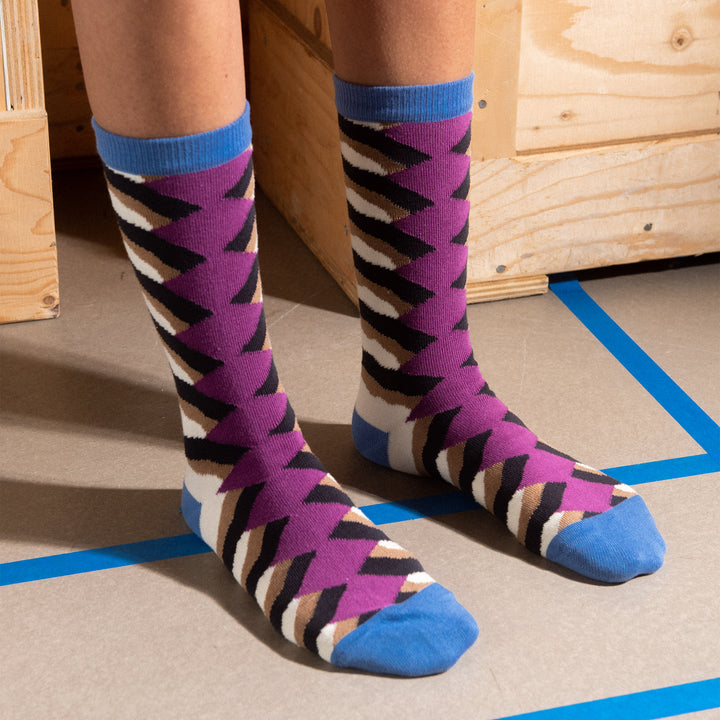 Ripple Wool Socks Femme Fog Violet Blue Ripple