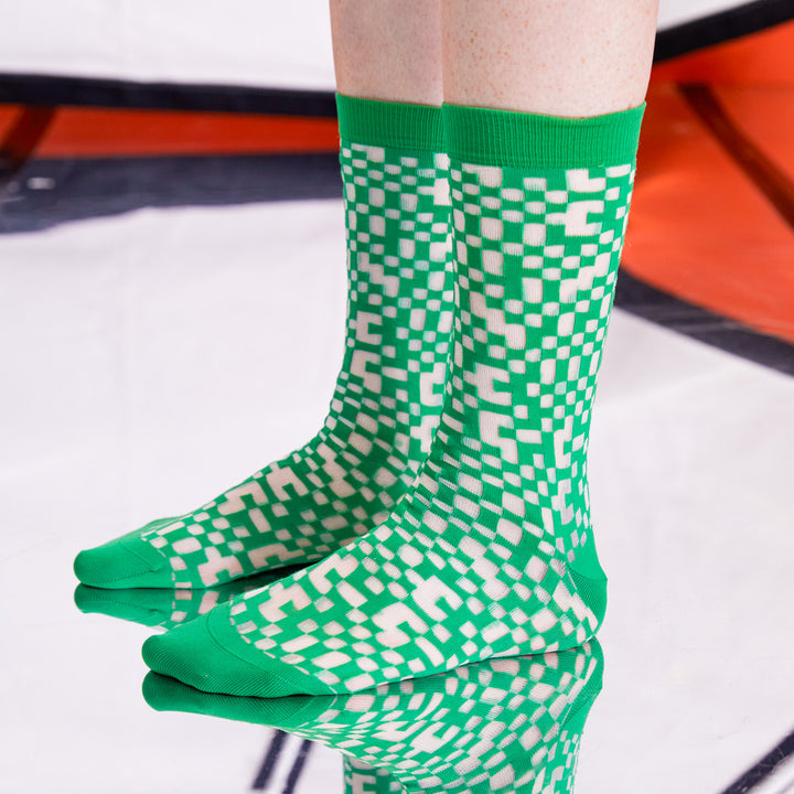 Pixel Socks Femme Green Transparent