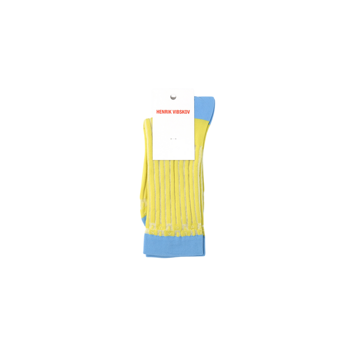 Chess Socks Femme Yellow Blue Transparent