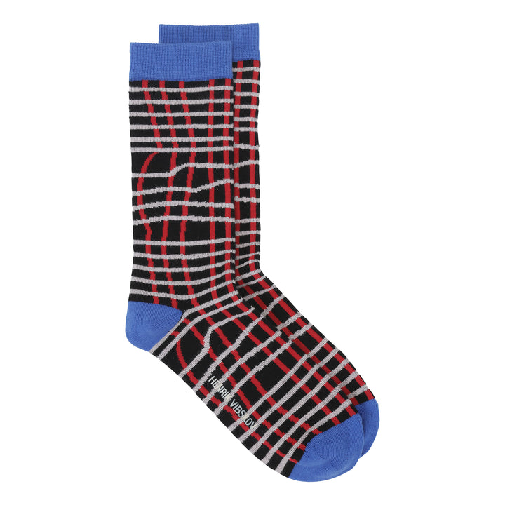 Loose Grid Femme Socks RED PINK BLUE GRID