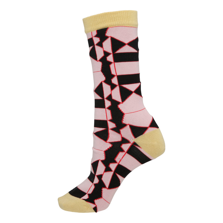 Unfolded Socks Femme Pink Black Fold