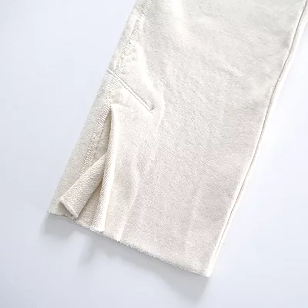 FRENCH TERRY SLIT PANTS OFF WHITE