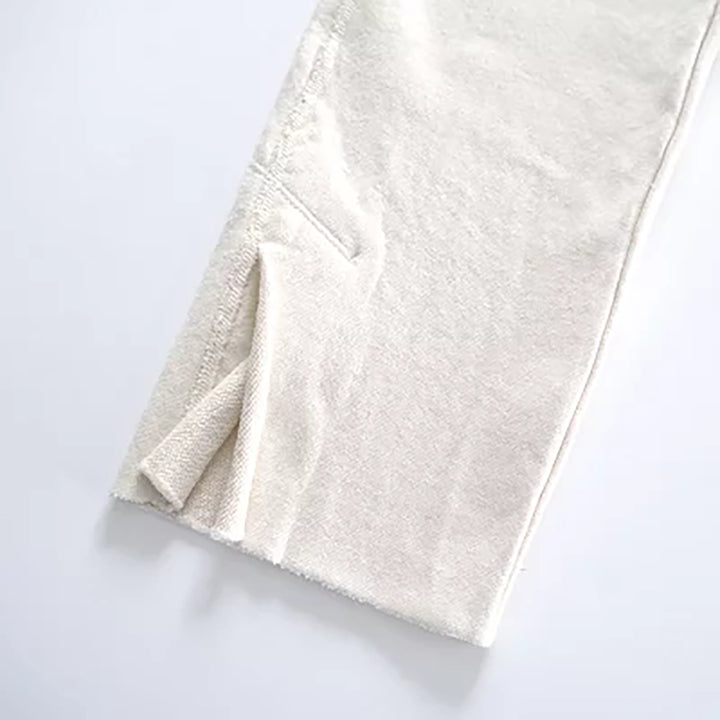 FRENCH TERRY SLIT PANTS OFF WHITE