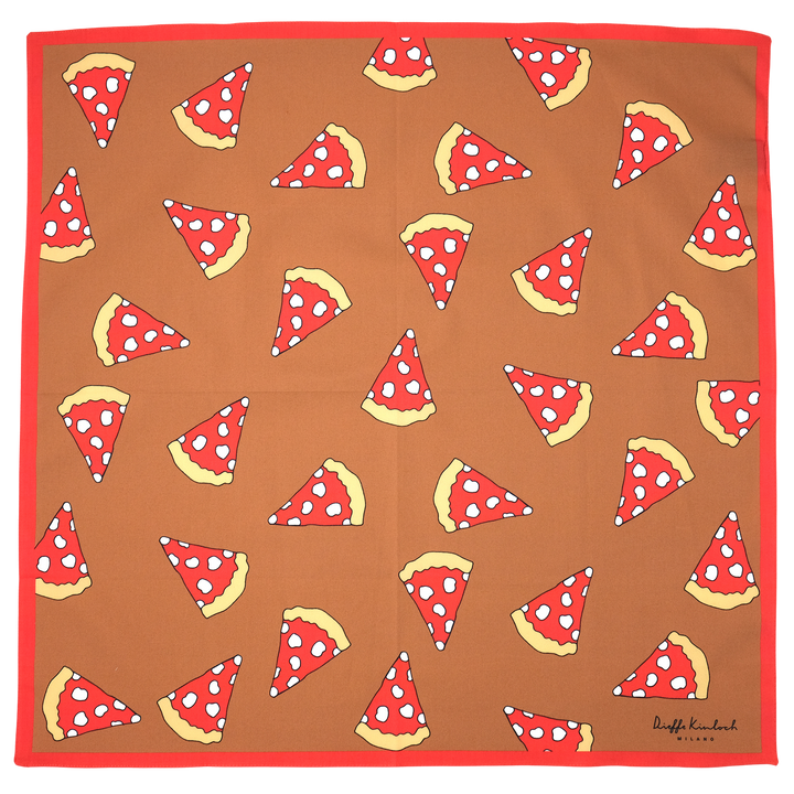 NAPOLI "PIZZA ALL OVER" コットン ハンカチーフ（クラシック） BROWN