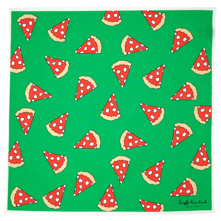 NAPOLI "PIZZA ALL OVER" コットン ハンカチーフ（クラシック） GREEN
