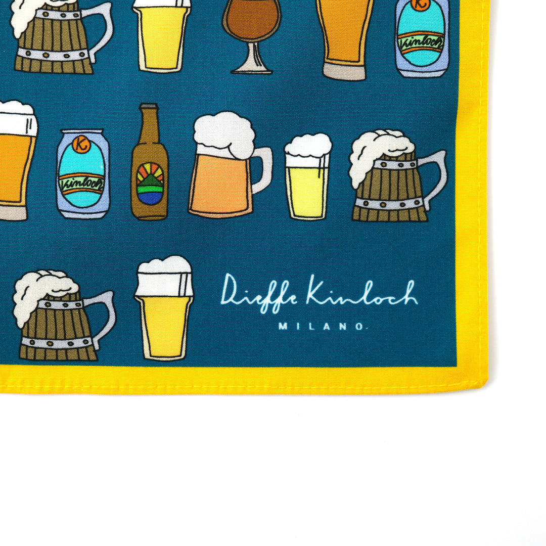 AMSTERDAM "BEER ALL OVER" コットン ハンカチーフ（クラシック） TURQUOISE BLUE