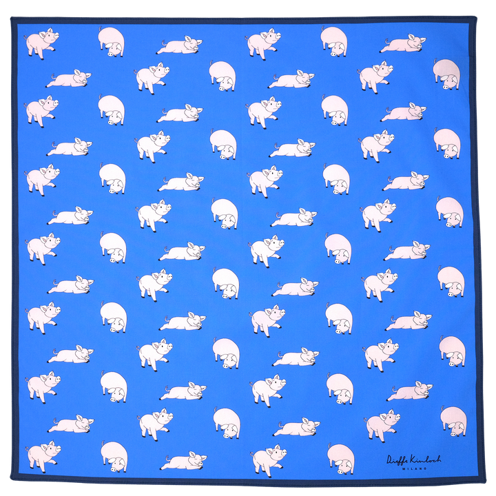 AMSTERDAM "FARM PIGS" コットン ハンカチーフ（クラシック） BLUE