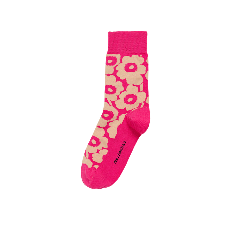 Kirmailla Unikko Tone socks フューシャ×ライトベージュ