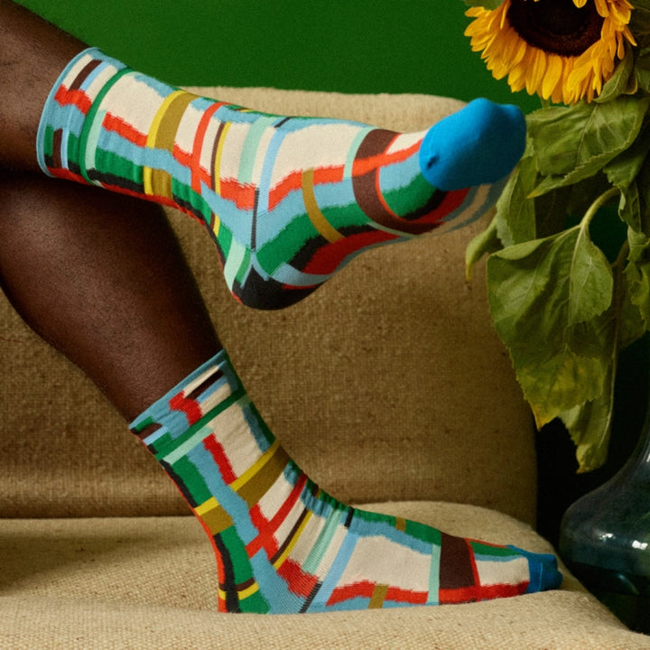 Sock Carreaux Bleu Princier