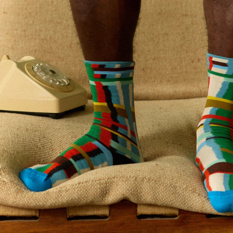 Sock Carreaux Bleu Princier