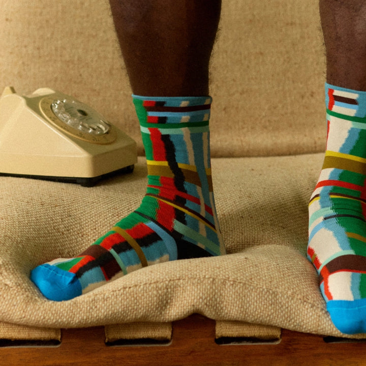 Sock Carreaux Bleu Princier
