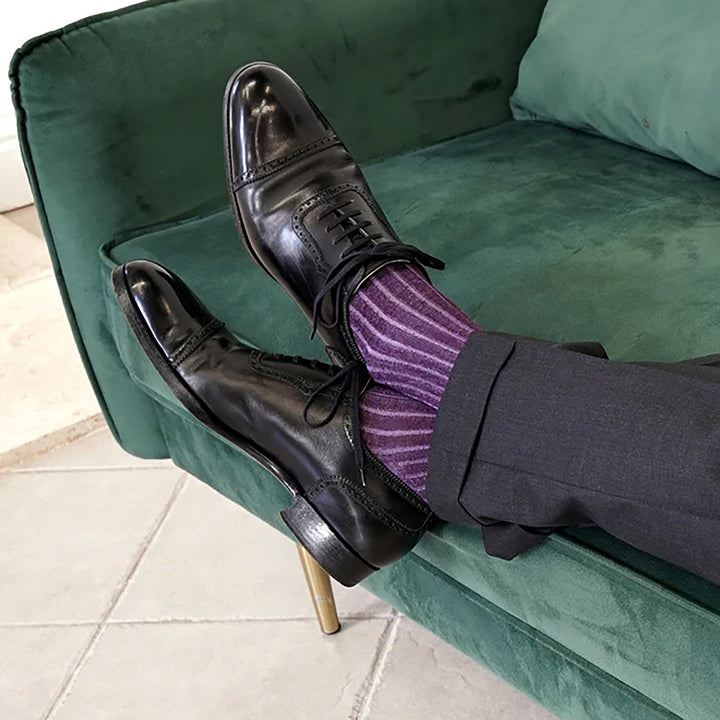 リバーシブルロングホーズ BURGUNDY&MAUVE