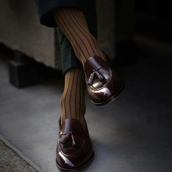 リバーシブルロングホーズ OLIVE&BURGUNDY