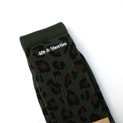 LEOPARD SOCKS OLIVE