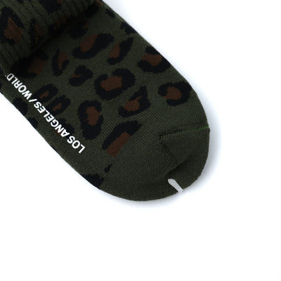LEOPARD SOCKS OLIVE
