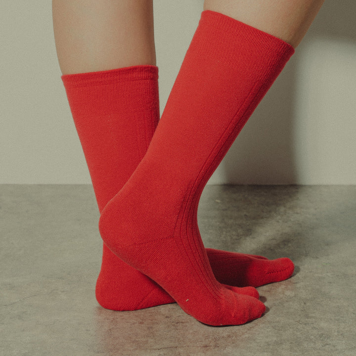 PLANE RIB SOCKS WOMENS RED