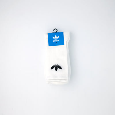 adidas Originals クッション トレフォイル ミッドカット クルーソックス 3PACK WHITE
