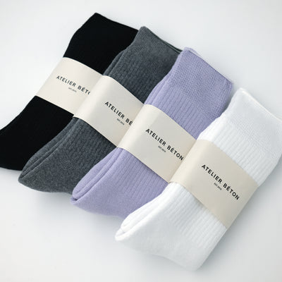 COMFORT RIB PILE SOCKS WHITE