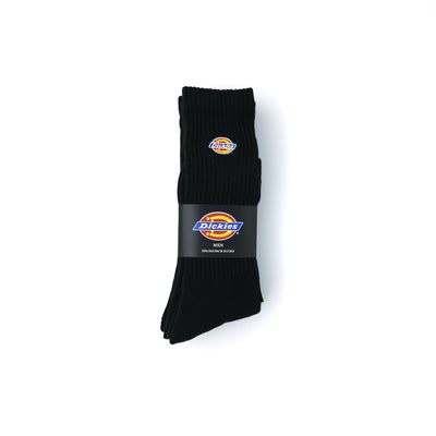 メンズ ロゴ刺繍底パイル 3Pソックス クルー丈 BLACK