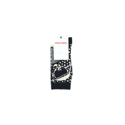 Bird In Face Socks Femme Black White Cream