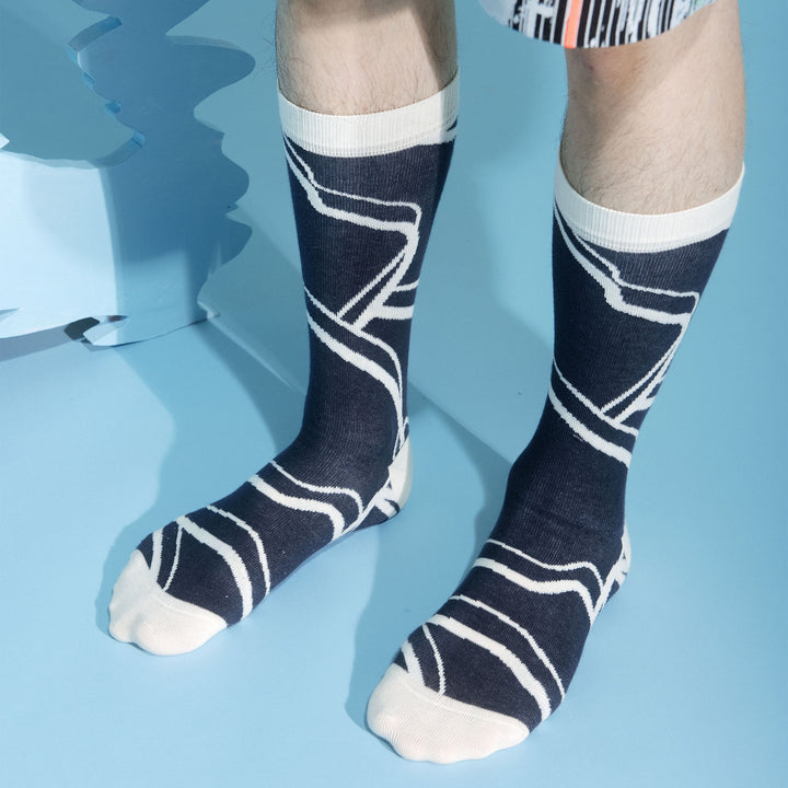 Water Reflection Socks Homme Black Check