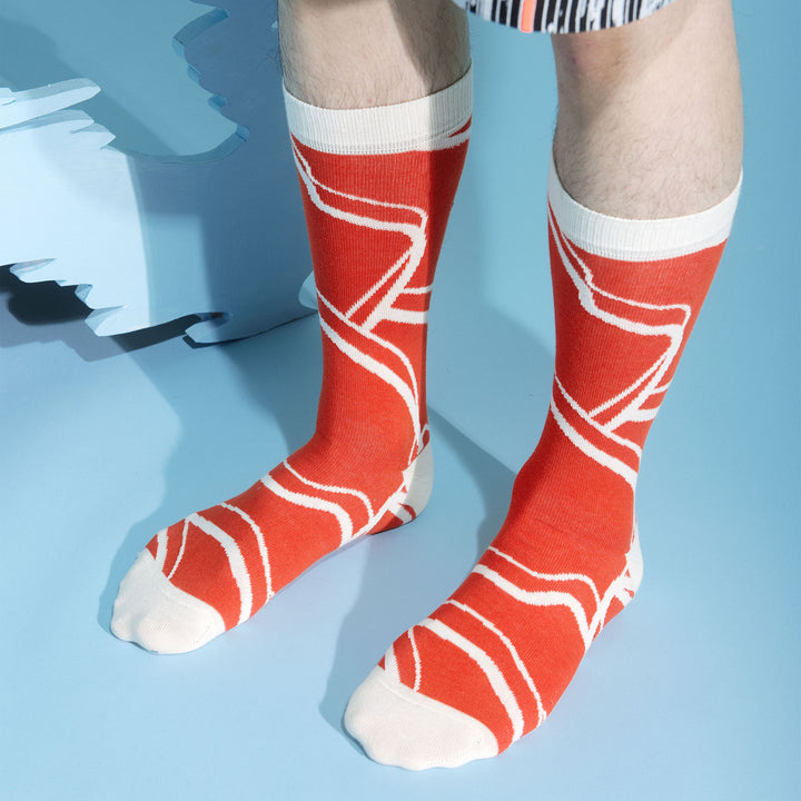 Water Reflection Socks Homme Red Cream