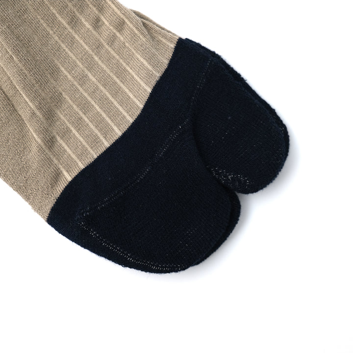 BICOLOR RIB SOCKS MENS TAUPE